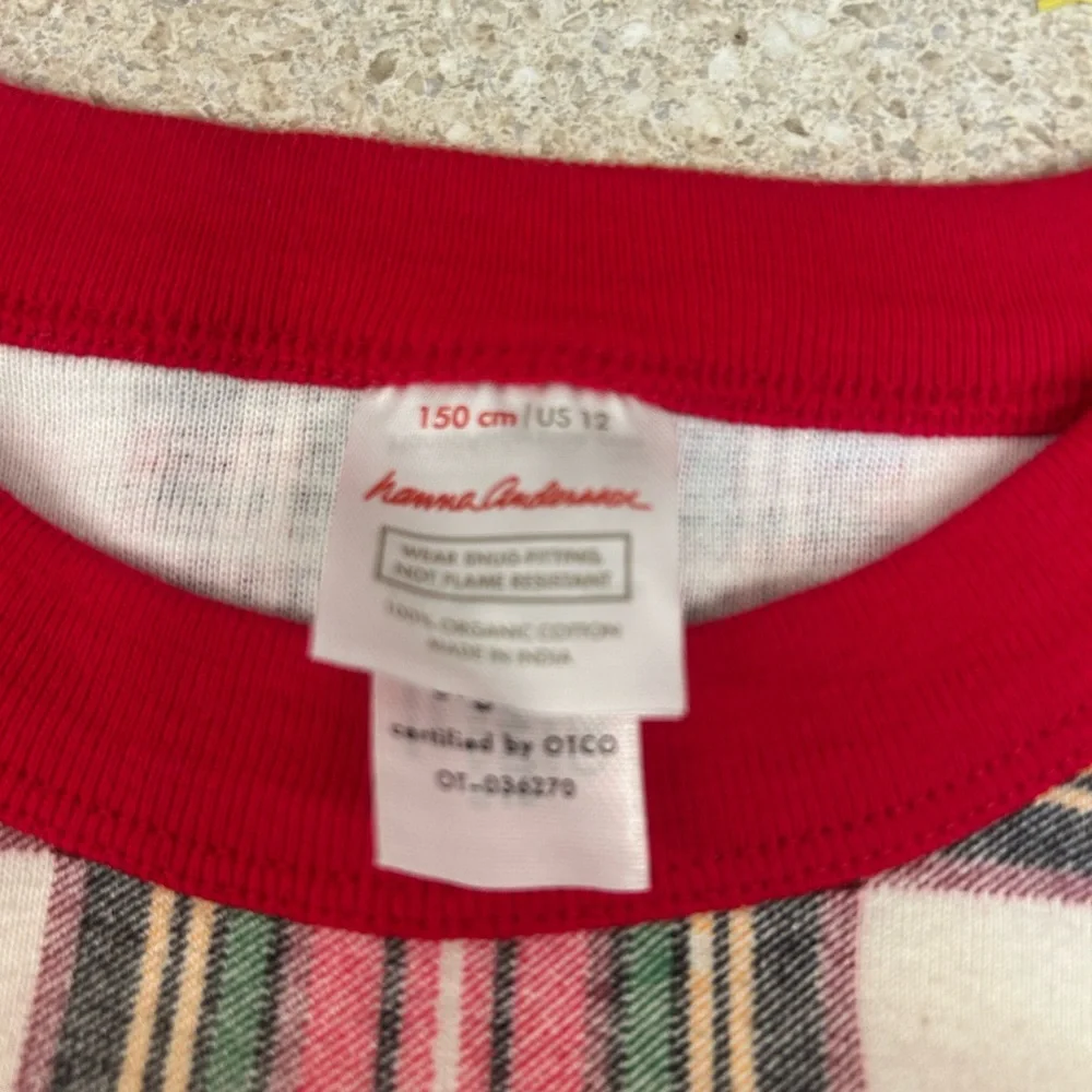 Hanna Andersson Organic Cotton Red Plaid Pajama‎ Top TOP ONLY Size 150 / 12